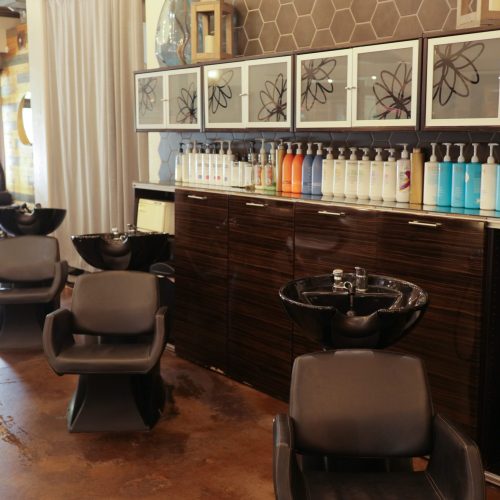 The MaZa Salon hair salon space features gorgeous interior design and modern, high-quality appliances for perfecting all hairstyles.